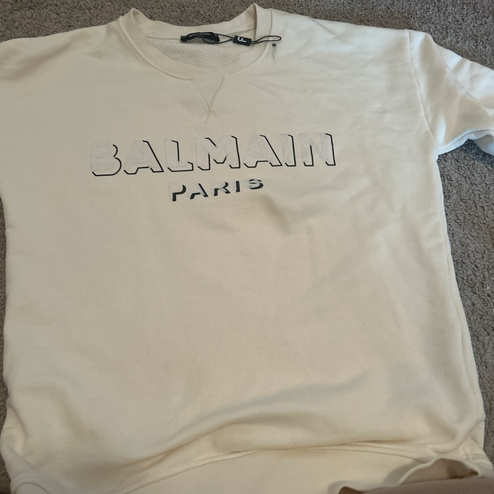 Balmain Paris Cream Sweatshirt
